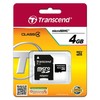 Transcend Micro SDHC 4GB Class4 19/5 MB/s atminties kortelė + adapteris