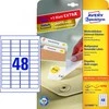Lipnios etiketės Avery Zweckform, A4, nuimamos, 45.7x21.2mm, 48 etiketės lape, 25 lapai