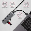 AXAGON HUE-MSA 4x USB3.2 Gen 1 SWITCH šakotuvas, metalinis, mikro USB maitinimo įvestis, 20 cm USB-A laidas