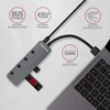 AXAGON HUE-MSA 4x USB3.2 Gen 1 SWITCH šakotuvas, metalinis, mikro USB maitinimo įvestis, 20 cm USB-A laidas