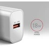 AXAGON ACU-QC18W sieninis įkroviklis 1x QC3.0/AFC/FCP/SMART, 18W, baltas