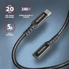Axagon Extension USB 20Gbps kabelio ilgis 0.5 m. PD 240W, 5A, 8K HD video. Juodas braided.