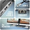 AXAGON HMC-7HX2 USB-C 3.2 Gen 1 šakotuvas, 2x USB-A + 1x USB-C, 2x HDMI 4K 60Hz, GLAN, PD 100W, 15 cm USB-C laidas