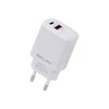 Beline Laidinis įkroviklis 1x USB-C + 1x USB 30W baltos spalvos (only head) PD 3.0 + QC 3.0 BLN2CW30 GaN