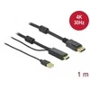 DELOCK HDMI M DisplayPort M 4K laidas 1m maitinamas USB AM juodas