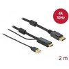 DELOCK HDMI M DisplayPort M 4K laidas 2m maitinamas USB A M juodas