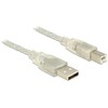 DELOCK kabelis USB 2.0 A tipo kištukas > USB 2.0 B tipo kištukas, 5 m skaidrus