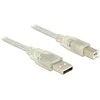DELOCK kabelis USB 2.0 A tipo kištukas > USB 2.0 B tipo kištukas, 5 m skaidrus
