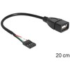DELOCK A tipo USB 2.0 kabelio lizdas, skirtas kaiščių antraštei