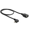 Delock Atrakinimo kabelis USB micro-B kištukinis > USB 2.0-A moteriškas OTG 50 cm kampu