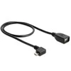 Delock Atrakinimo kabelis USB micro-B kištukinis > USB 2.0-A moteriškas OTG 50 cm kampu