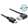 Delock Cable USB mini AM-BM 2.0 0.5m juoda kampu į kairę/dešinę Easy-USB