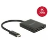 Delock Splitter USB-C - 2x HDMI 4K juodas