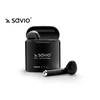 Belaidės ausinės Savio TWS-02, Bluetooth, su mikrofonu, juodos