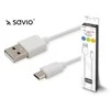 USB Kabelis - Savio CL-124 Micro USB 2.0 2m Baltas