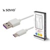 USB Kabelis - SAVIO USB Type C 5A 1m 480 Mbit/s Baltas