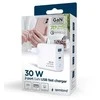 Gembird GaN 2xUSB QC3.0 Type-C 30W LED balta