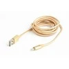 GEMBIRD CCB-mUSB2B-AMLM-6-G USB–8 kontaktų kabelis, medvilninis pintas metalinis jungiklis, 1,8 m, auksinis