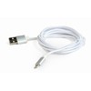 GEMBIRD CCB-mUSB2B-AMLM-6-S Gembird USB–8 kontaktų kabelis, medvilninis pintas, metalinės jungtys, 1,8 m, sidabrinis