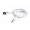 GEMBIRD CCB-mUSB2B-AMLM-6-S Gembird USB–8 kontaktų kabelis, medvilninis pintas, metalinės jungtys, 1,8 m, sidabrinis