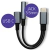 Qoltec 2in1 USB-C adapteris PD 15W 10cm aliuminis