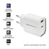 QOLTEC 51714 Įkroviklis 18W 5-12V 1.5-3A USB tipas C PD USB QC 3.0 Baltas