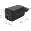 QOLTEC 50766 GaN ULTRA 65W charger / 5-20V / 2.25 3.25A / 1 x USB type C PD / 1x USB / Juodas