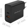 Įkroviklis - Qoltec 52381 90W PD 1xUSB-C 1xUSB Juodas