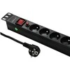 QOLTEC 53995 Apsauga nuo viršįtampių RACK 19 16A 1U PDU 6xSCHUKO 2m