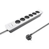 QOLTEC 50297 Maitinimo juosta 6 lizdai 1,8 m Balta pilka