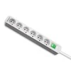 QOLTEC 50292 Maitinimo juosta 6 lizdai 1,8m Baltas-pilkas