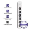 QOLTEC 50297 Maitinimo juosta 6 lizdai 1,8 m Balta pilka