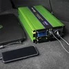 QOLTEC 51942 grynos sinusinės bangos keitiklis, monolitas / akumuliatoriaus įkroviklis / UPS / 1000 W / 2000 W / 12 V iki 230 V / LCD