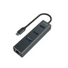 Savio AK-57 USB-C - 3 x USB-A HUB su RJ-45 Gigabit Ethernet adapteriu, 5000 Mbit/s, pilkas
