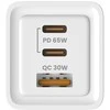Savio Įkroviklis jungiama į tinklą 65W GaN LA-07 su kablem typu C-USB typ C 100W 1m, balta ir-juoda