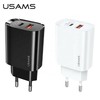 USAMS Tinklo įkroviklis 1xUSB-C+1xUSB T35 20W (only head) PD3.0 +QC3.0 Fast Charging baltos spalvos CC121TC01 (US-CC121)