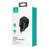 USAMS Tinklo įkroviklis 1xUSB-C T36 mini 20W + kabelis USB-C-Lightning juodos spalvos PD3.0 Fast Charging XFKXLOGTL01 (US-CC124+US-SJ484)