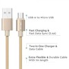 V-tac 1m mikro USB laidas, auksinės spalvos, laido tipas : pintas.