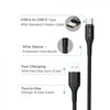 V-tac 1m type-c USB laidas, juodas