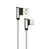 V-tac 1m type-c USB laidas, sidabrinis, pintas audinys