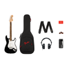 Squier Elektrinės gitaros komplektas Fender Affinity Strat + Mustang Micro + HD9, juoda