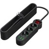 Blow PS-340 3 lizdų maitinimo prailginimo kabelis 2xUSB+USB-C 5m juodas 3x1mm