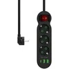 Blow PS-340 3 lizdų maitinimo prailginimo kabelis 2xUSB+USB-C 5m juodas 3x1mm