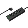 Blow PS-350T 3 lizdų maitinimo prailginimo kabelis 3xUSB+USB-PD 3m juodas 3x1mm