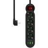 Blow PS-440 maitinimo prailginimo kabelis su 4 lizdais, 2xUSB+USB-C, 5m, juodas, 3x1mm