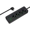Blow PS-450M maitinimo prailginimo kabelis su 4 lizdais, 2xUSB+USB-C, 3m, juodas, 3x1mm