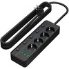 Blow PS-450M maitinimo prailginimo kabelis su 4 lizdais, 2xUSB+USB-C, 3m, juodas, 3x1mm