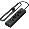 Blow PS-450T 4 lizdų maitinimo prailginimo kabelis 3xUSB+USB-PD 1.5m juodas 3x1mm
