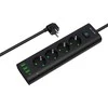 Blow PS-450T 4 lizdų maitinimo prailginimo kabelis 3xUSB+USB-PD 3m juodas 3x1mm
