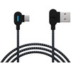 USB 2.0 A - USB-C jungtis, 1,5 m, kampinė, juoda LED pynė